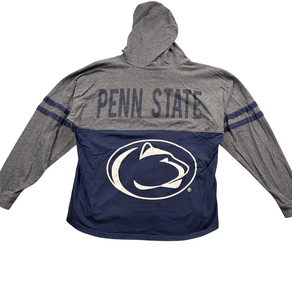Women's Penn State Hooded Long Sleeve Shirt XL Colorblock PSU Hoodie Loose Fit - Picture 1 of 4